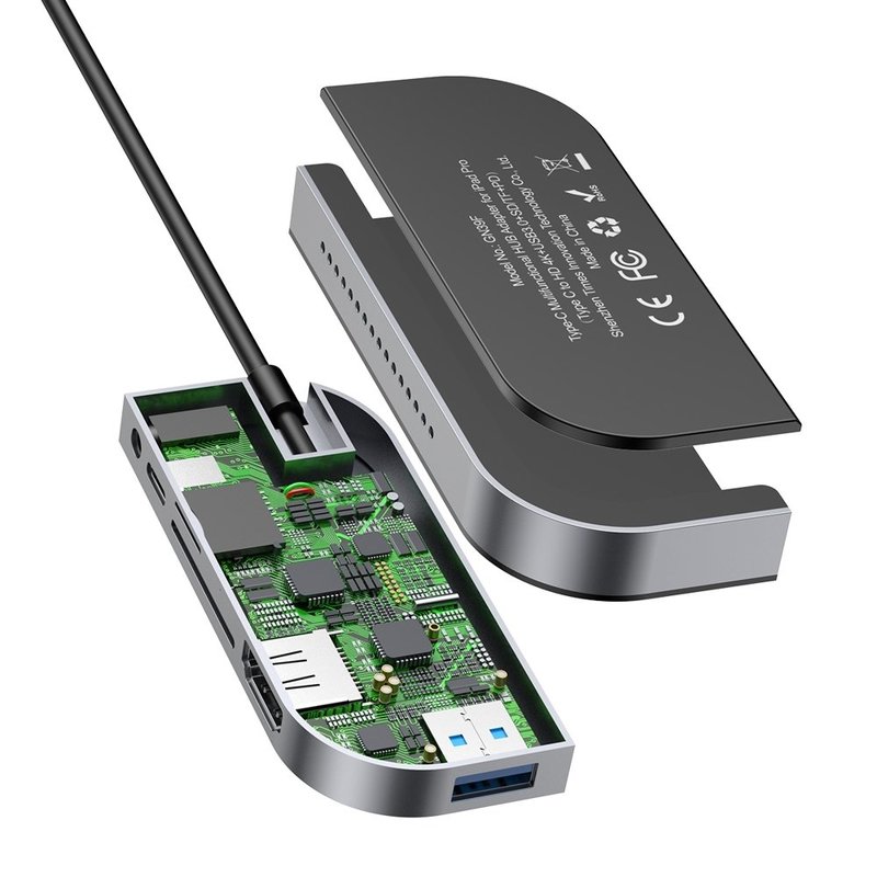 Hub Baseus Bolt Adapter Type-C to 4K/SD/Type-C/Mini Jack - CAHUB-WJ0G - Dark Gray