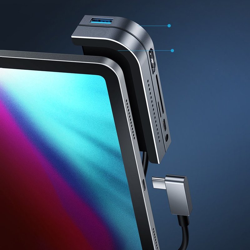 Hub Baseus Bolt Adapter Type-C to 4K/SD/Type-C/Mini Jack - CAHUB-WJ0G - Dark Gray