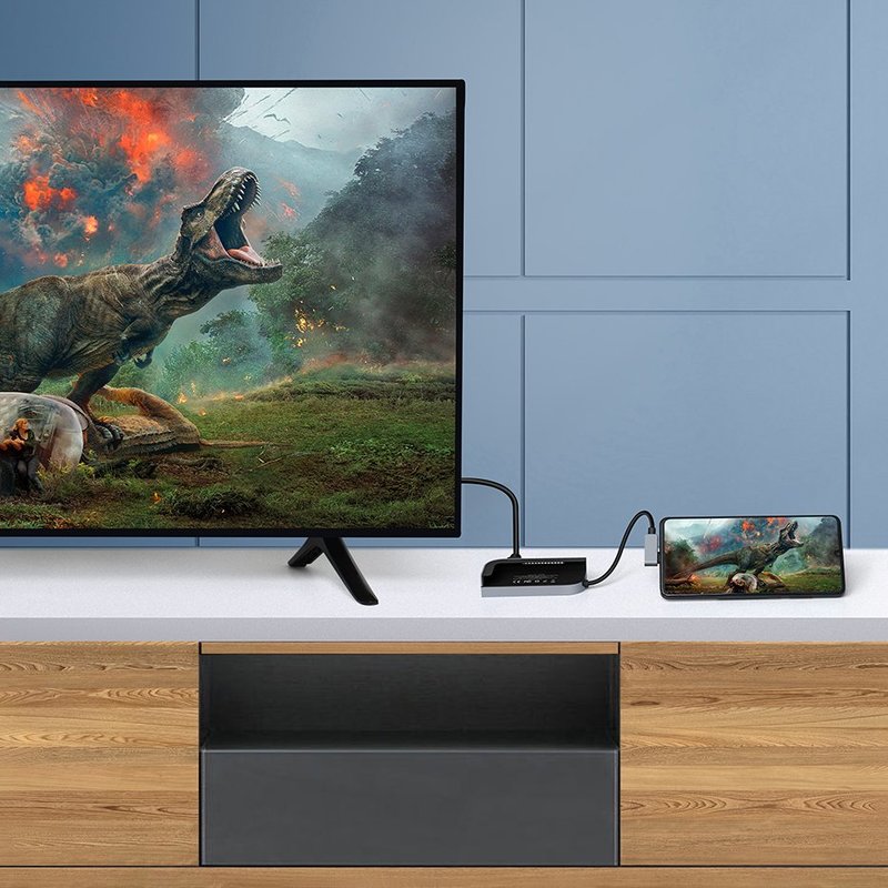 Hub Baseus Bolt Adapter Type-C to 4K/SD/Type-C/Mini Jack - CAHUB-WJ0G - Dark Gray