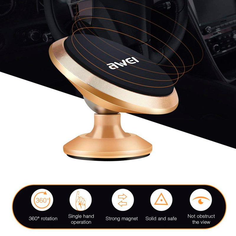 Suport Auto Magnetic Awei X6 Pentru Telefon - Silver