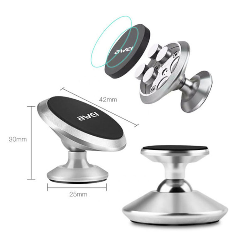 Suport Auto Magnetic Awei X6 Pentru Telefon - Silver