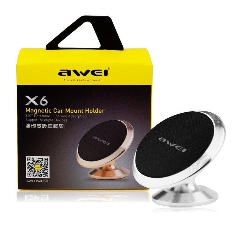 Suport Auto Magnetic Awei X6 Pentru Telefon - Silver