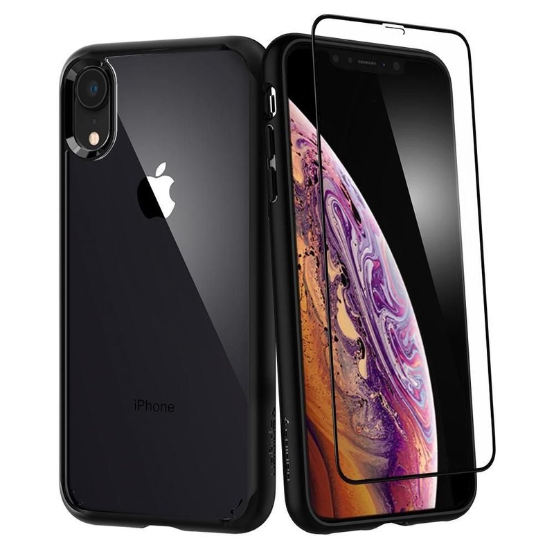 [PACHET 360°] Husa + Sticla IPhone XR SPIGEN Ultra Hybrid - Black
