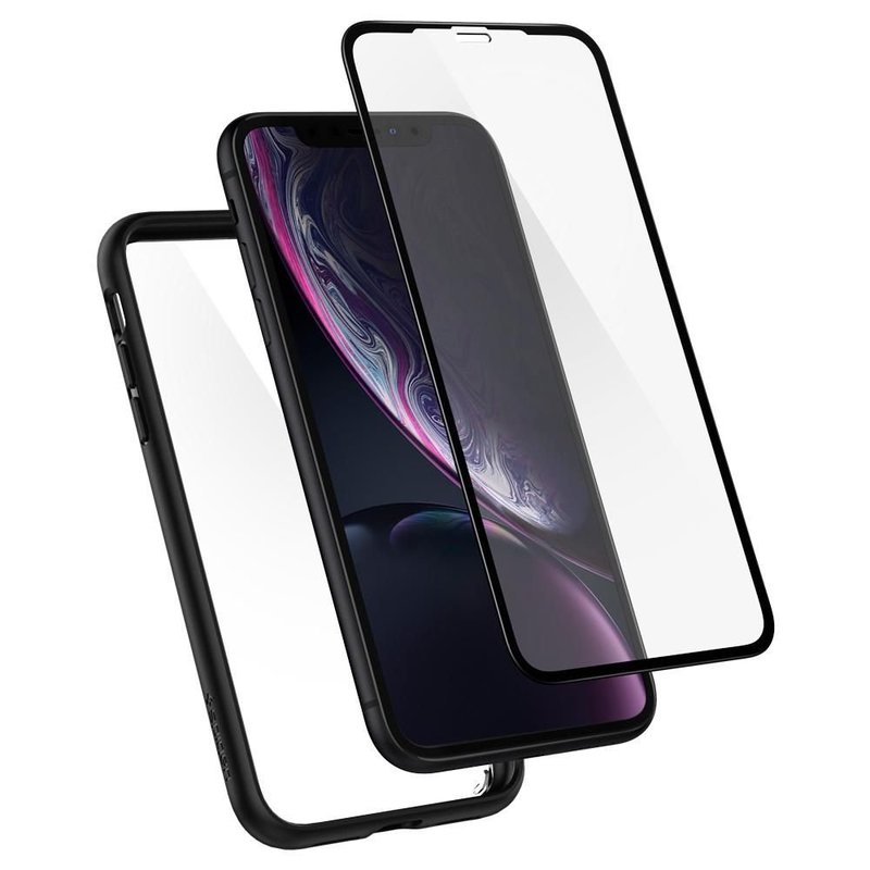 [PACHET 360°] Husa + Sticla IPhone XR SPIGEN Ultra Hybrid - Black