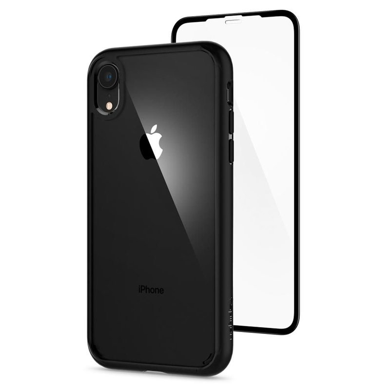 [PACHET 360°] Husa + Sticla IPhone XR SPIGEN Ultra Hybrid - Black