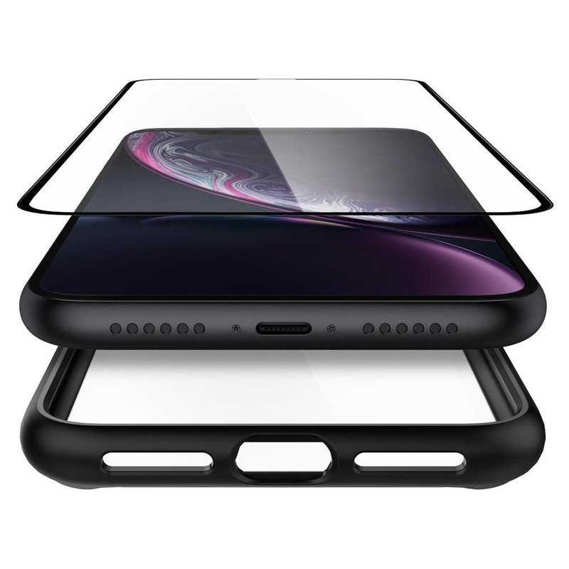 [PACHET 360°] Husa + Sticla IPhone XR SPIGEN Ultra Hybrid - Black