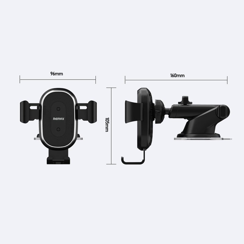Suport Auto Cu Functie De Incarcare Wireless Remax RM-C37 Gravity Adjustable Arm - Black