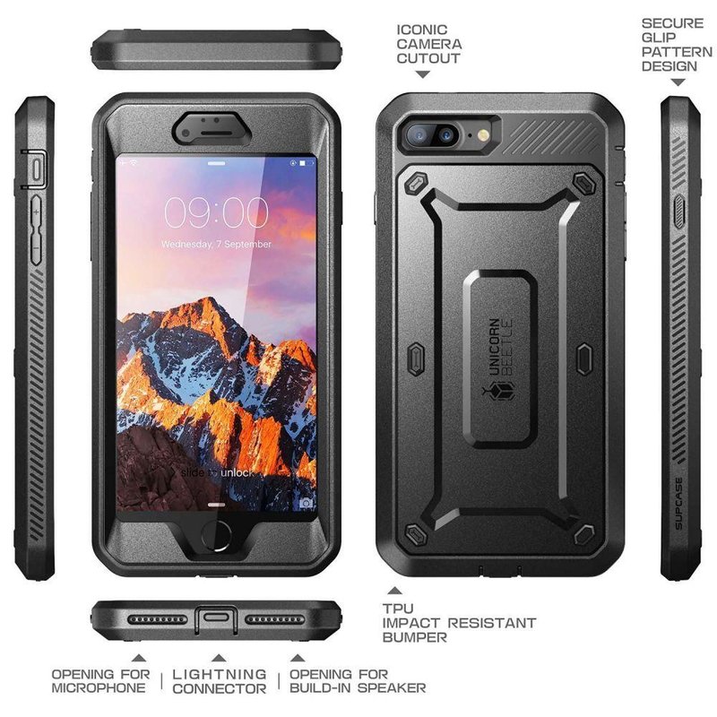 Husa iPhone 7 Plus Supcase Unicorn Beetle Pro, negru