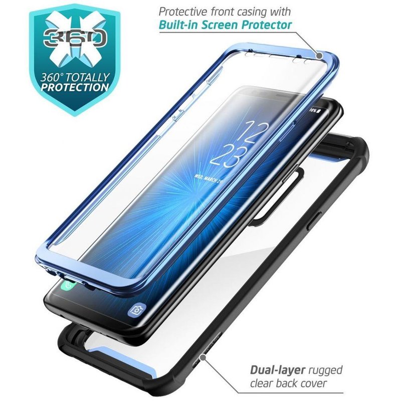 [Pachet 360°]Husa Samsung Galaxy S9 i-Blason Ares SP + Folie Ecran - Black/Blue