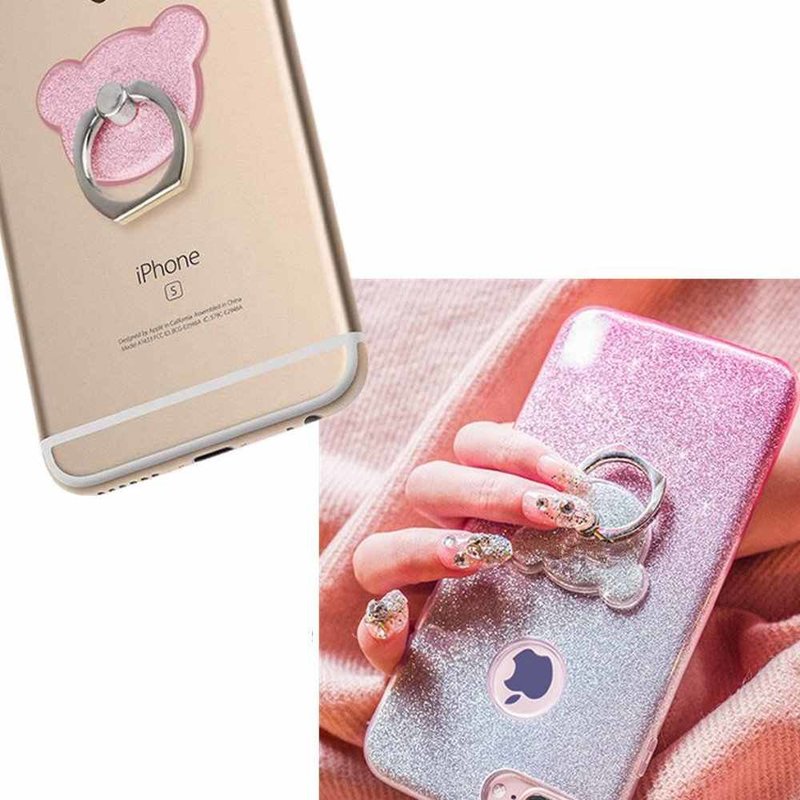 Suport Telefon/Tableta Glitter Bear Ring - Blue