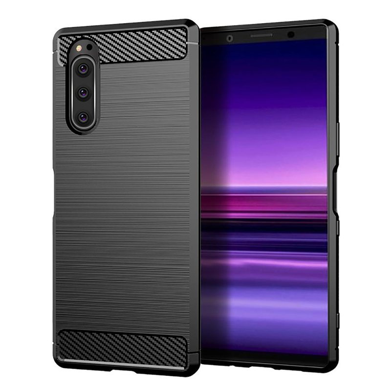 Husa Sony Xperia 5 Techsuit Carbon Silicone, negru