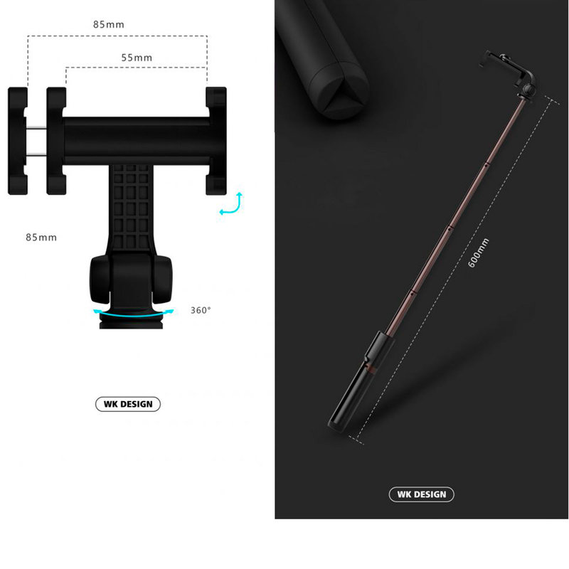 Suport Selfie Wk Design WT-P04 Cu Conexiune Wireless - Negru