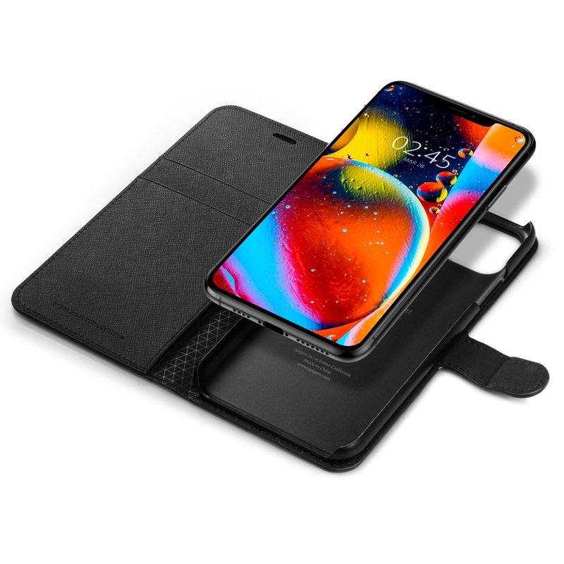 Husa iPhone 11 Pro Max Spigen Wallet S - Saffiano Black