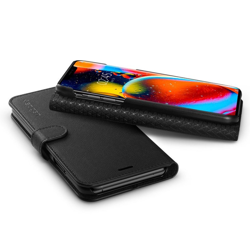Husa iPhone 11 Pro Max Spigen Wallet S - Saffiano Black