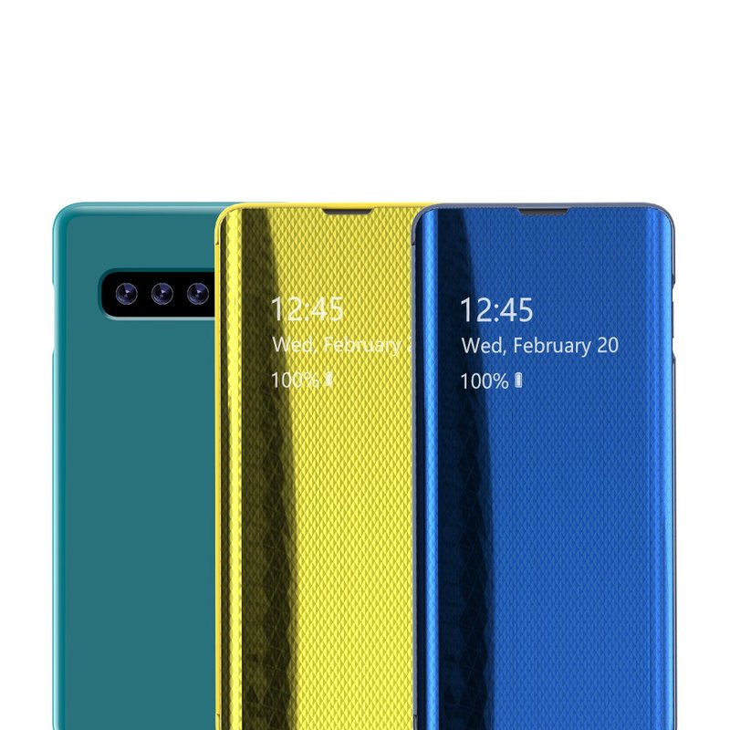 Husa Huawei P30 Lite Flip Grid View Cover - Blue