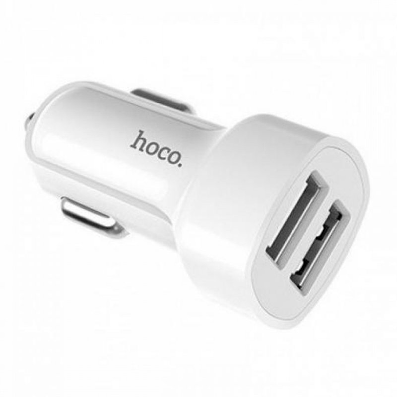 Incarcator Auto Hoco Z2A 2xUSB 2.4A + Cablu Lightning Alb