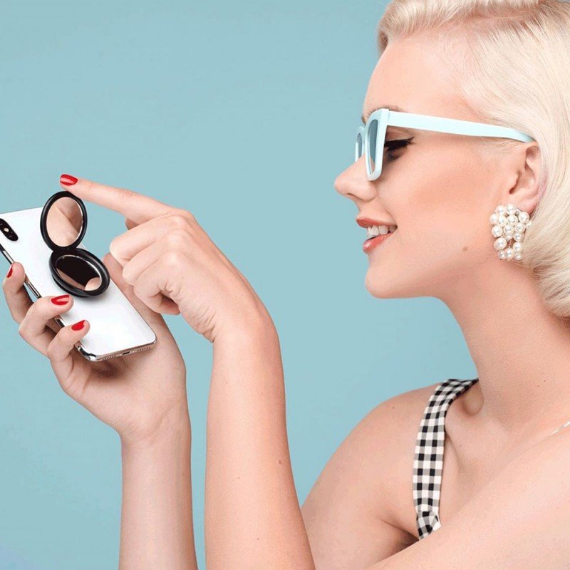 Popsockets Original, Suport Cu Functii Multiple - PopMirror Black Gloss