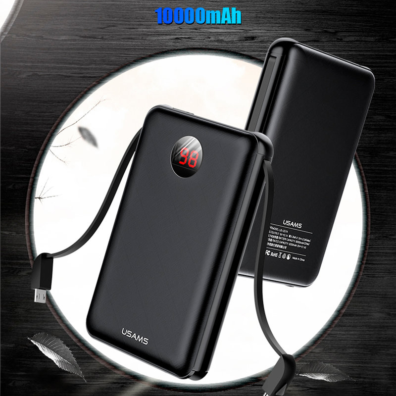 Baterie Externa USAMS PB13 Digital Power with Cables 10000mAh - US-CD74 - White