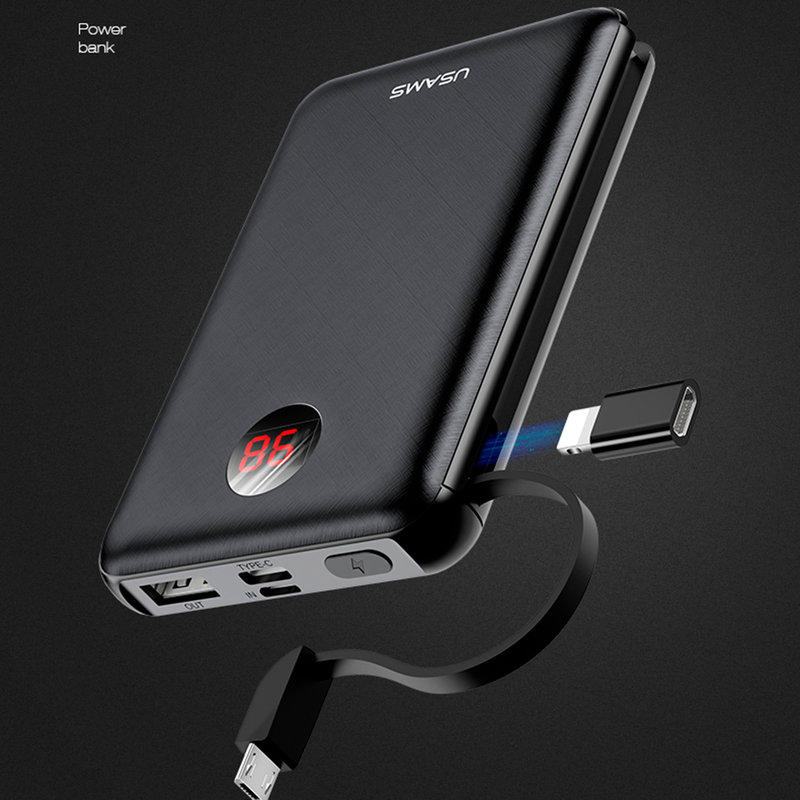 Baterie Externa USAMS PB13 Digital Power with Cables 10000mAh - US-CD74 - White