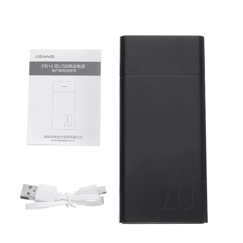 Baterie Externa USAMS PB14 Dual USB Power Bank 20000 mAh - US-CD75 - Black