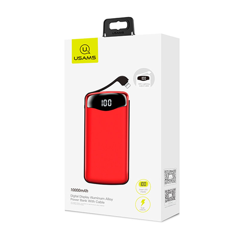 Baterie Externa USAMS PB28 Digital Display Aluminium Alloy 10000mAh - US-CD90 - Red