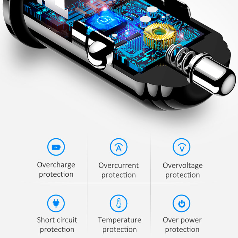 Incarcator Auto USAMS C8 Dual USB Mini 3.1A - US-CC055 - Black