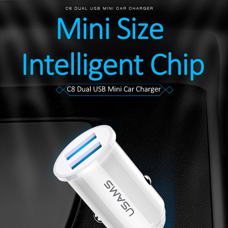 Incarcator Auto USAMS C8 Dual USB Mini 3.1A - US-CC055 - Black