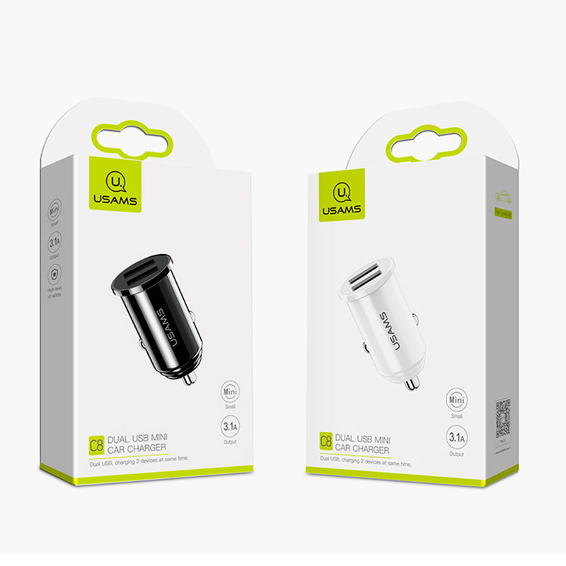 Incarcator Auto USAMS C8 Dual USB Mini 3.1A - US-CC055 - Black