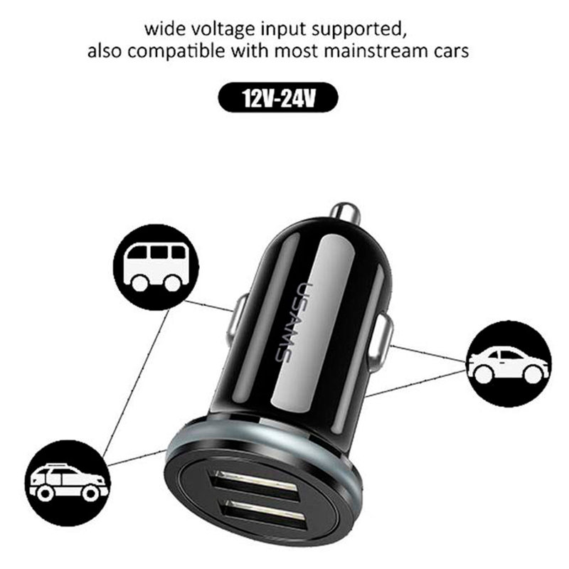 Incarcator Auto USAMS C4 Dual USB Mini 2.4A - US-CC050 - White
