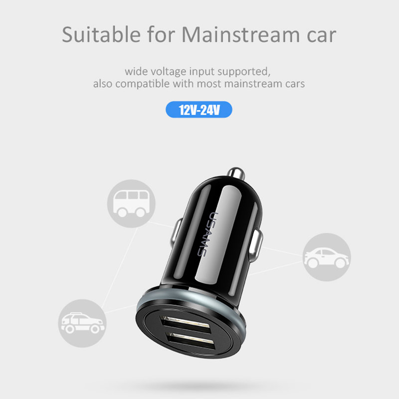 Incarcator Auto USAMS C4 Dual USB Mini 2.4A - US-CC050 - White