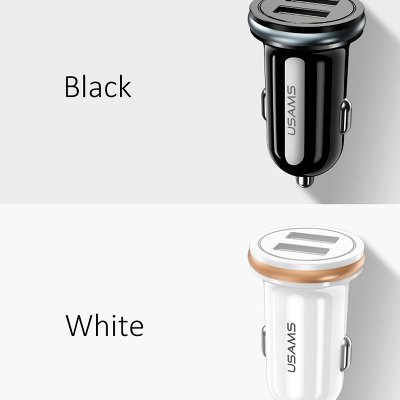 Incarcator Auto USAMS C4 Dual USB Mini 2.4A - US-CC050 - White
