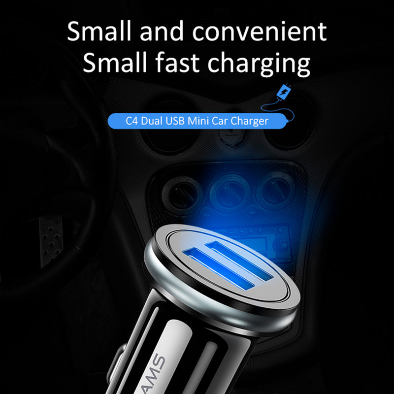 Incarcator Auto USAMS C4 Dual USB Mini 2.4A - US-CC050 - White