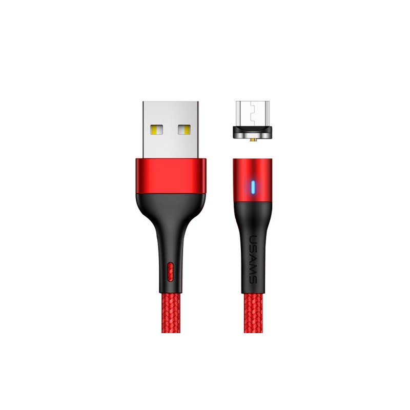 Cablu de date USAMS U29 Cu Mufa Magnetica Detasabila Micro-USB 2M - US-SJ338 - Red