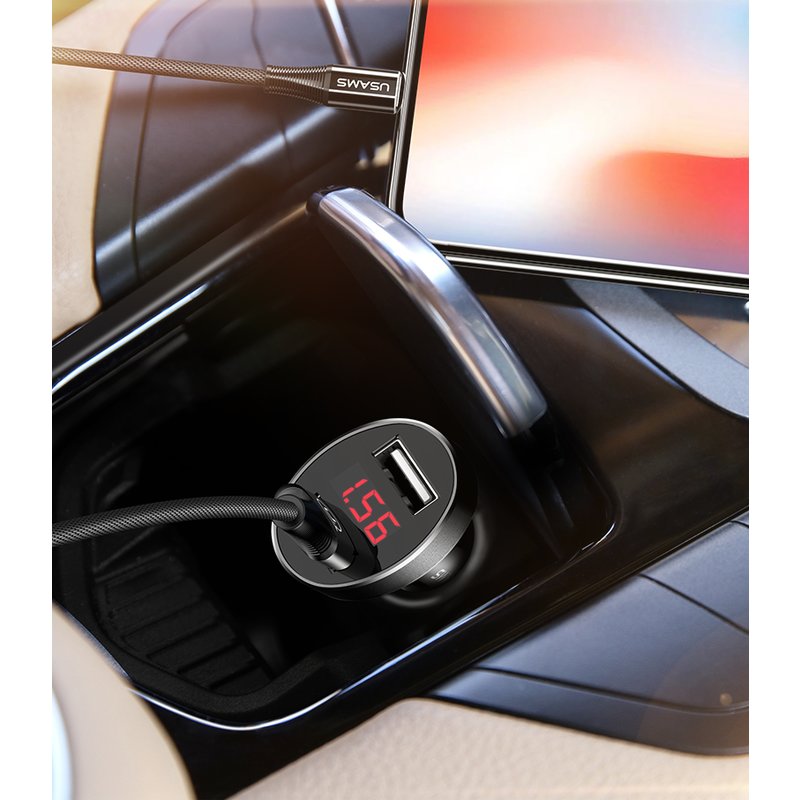 Incarcator Auto USAMS C1 Intelligent Digital Display 2xUSB - US-CC045 - White