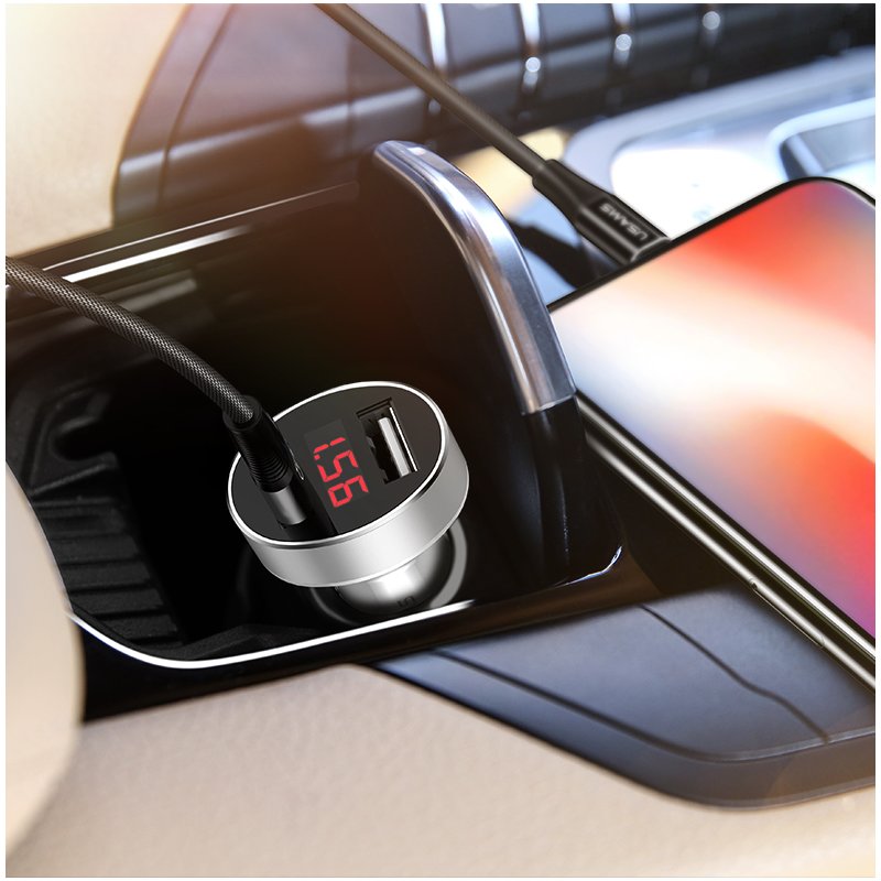 Incarcator Auto USAMS C1 Intelligent Digital Display 2xUSB - US-CC045 - White