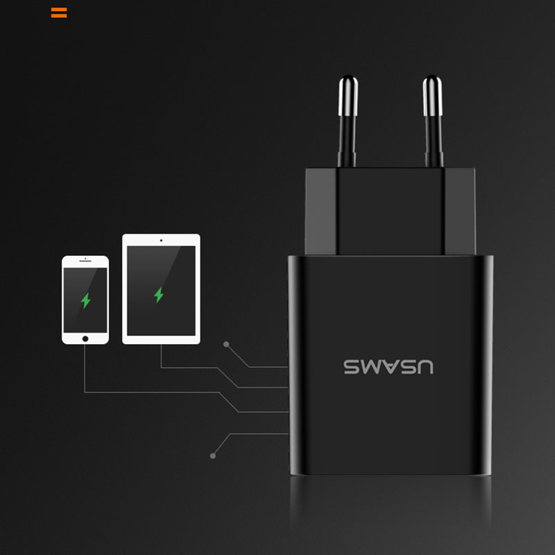 Incarcator Priza USAMS LED Display Travel Charger 2xUSB 2.2A - US-CC040 - White