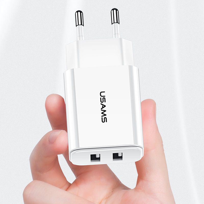 Incarcator Priza USAMS T13 Dual USB Travel Charger - US-CC067 - White