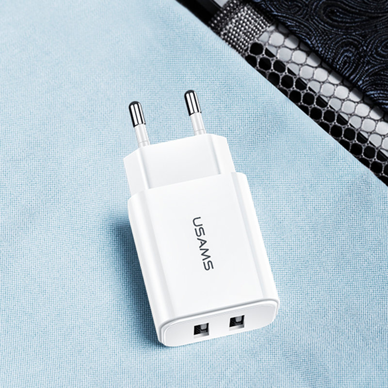 Incarcator Priza USAMS T13 Dual USB Travel Charger - US-CC067 - White