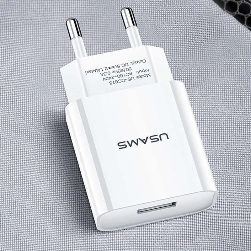Incarcator priza Usams T18, USB Travel Charger 2.1A, alb, US-CC075