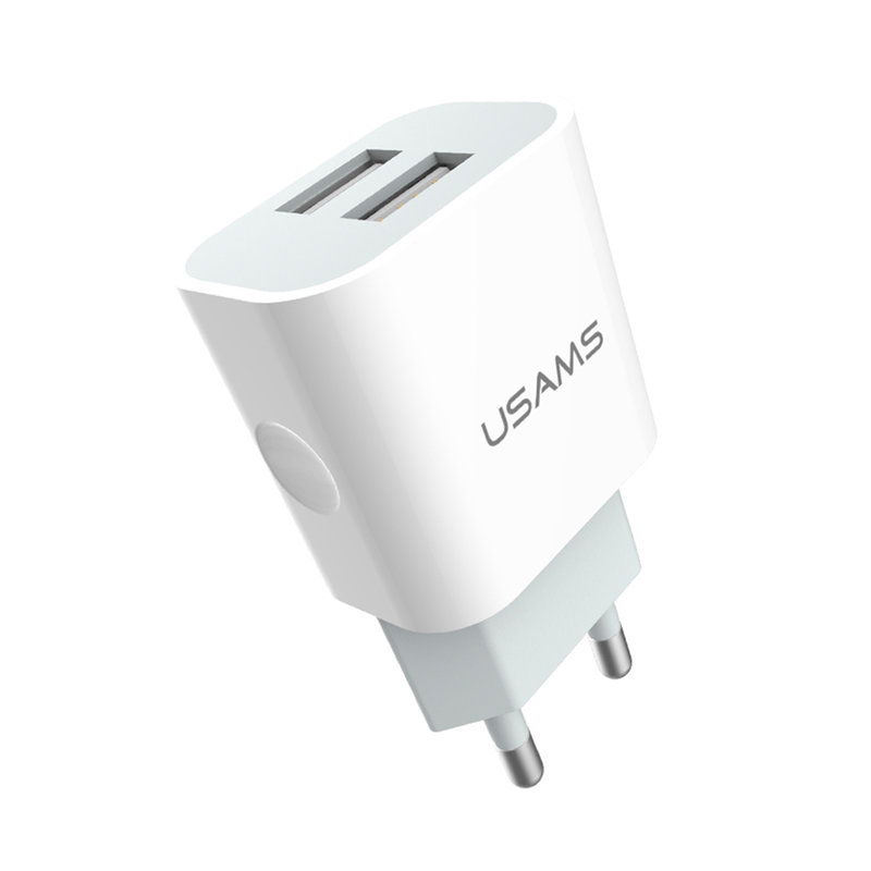 Incarcator Priza USAMS Travel Fashion Charger Dual-USB 2.4A - US-CC023 - White