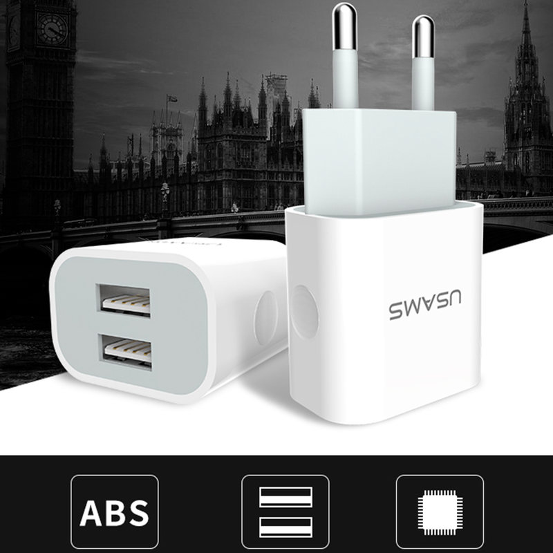 Incarcator Priza USAMS Travel Fashion Charger Dual-USB 2.4A - US-CC023 - White