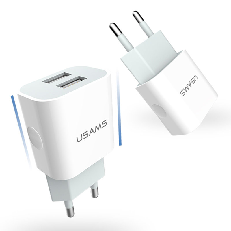 Incarcator Priza USAMS Travel Fashion Charger Dual-USB 2.4A - US-CC023 - White