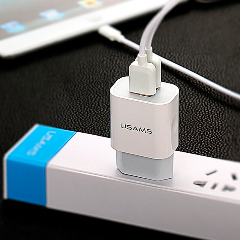 Incarcator Priza USAMS Travel Fashion Charger Dual-USB 2.4A - US-CC023 - White