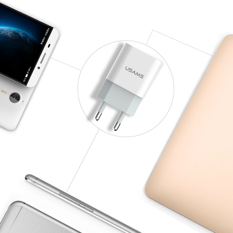 Incarcator Priza USAMS Travel Fashion Charger Dual-USB 2.4A - US-CC023 - White