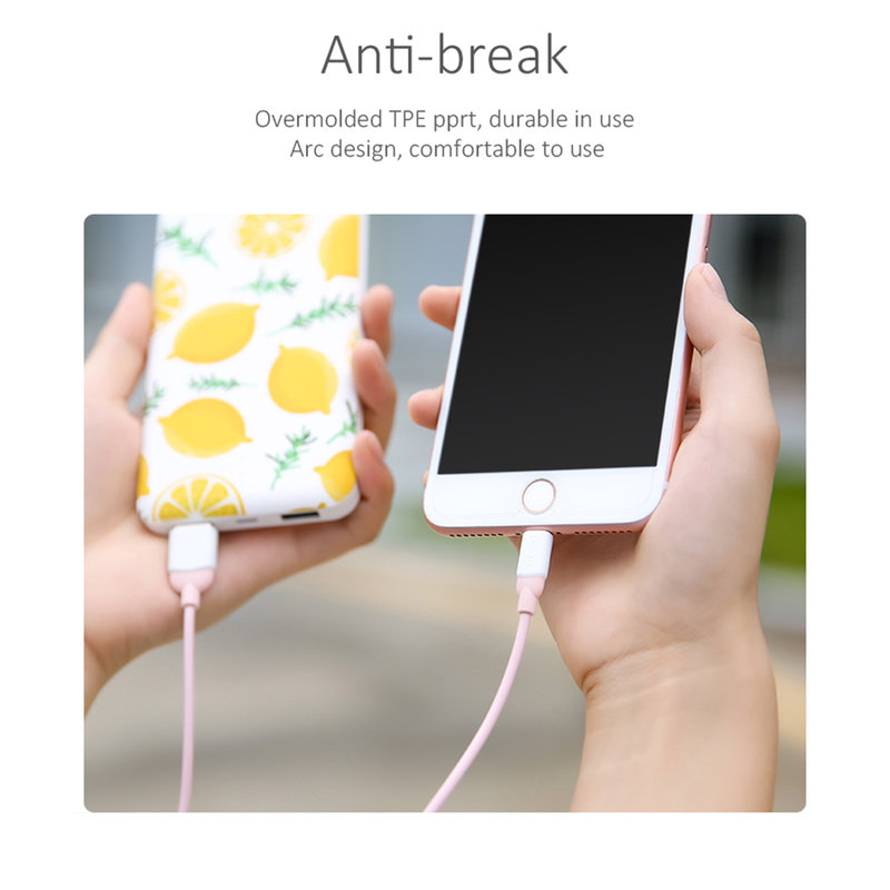 Cablu de date USAMS Ice Cream Fast Charge USB to Lightning 1M - US-SJ245 - Pink