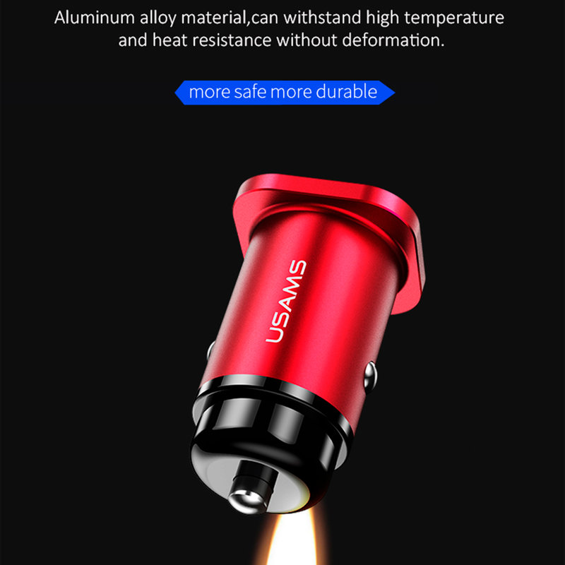 Incarcator Auto USAMS C7 Dual USB Mini Metal 4.8A - US-CC054 - Black