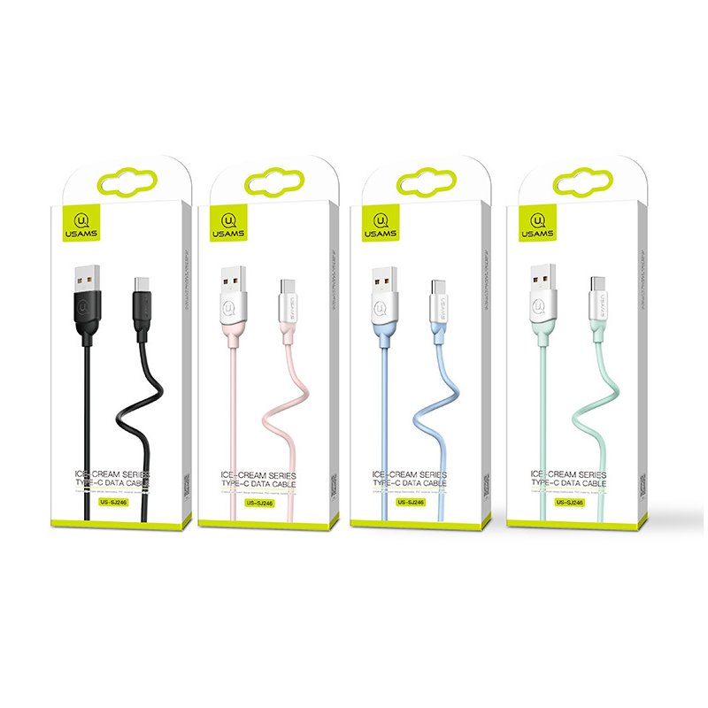 Cablu de date USAMS Ice Cream Fast Charge USB to Micro-USB 1M - US-SJ247 - Black