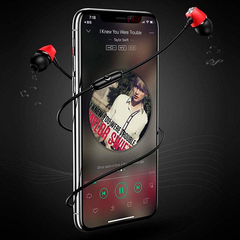 Casti In-Ear Cu Microfon USAMS EP-19 Mini Jack Hi-Fi Noise Insulation - US-SJ189 - Black/Red