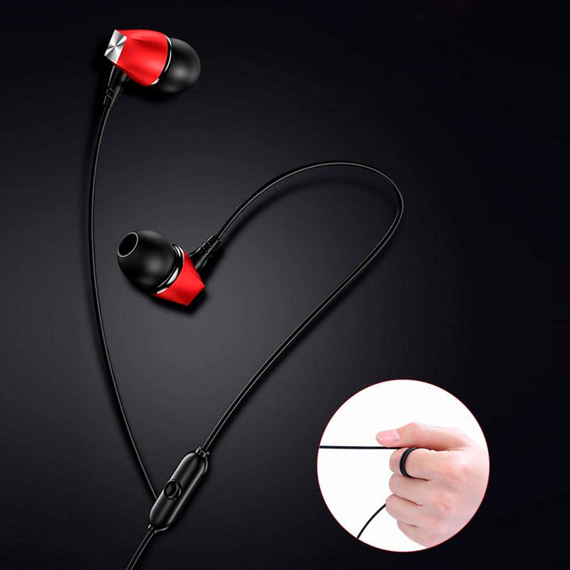 Casti In-Ear Cu Microfon USAMS EP-19 Mini Jack Hi-Fi Noise Insulation - US-SJ189 - Black/Red