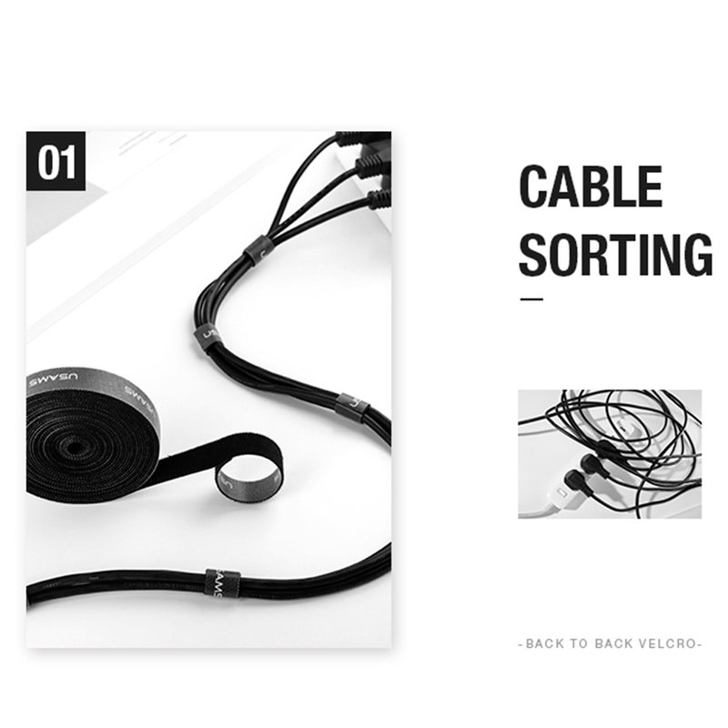 Organizator cabluri / Velcro USAMS US-ZB060 Make Your Sense 50cm - ZB60ZD01 - Black